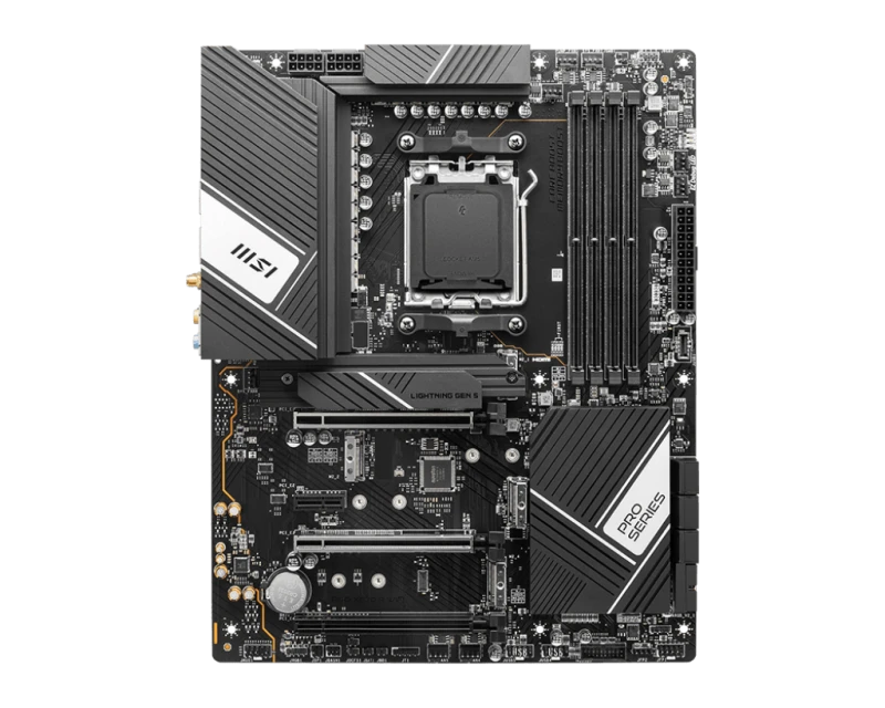MSI PRO X670‑P WIFI AM5 ATX Motherboard – AMD X670, DDR5 ≤128 GB, PCIe 4.0 ×3, 4× M.2 (1× Gen5), 6× SATA, Wi‑Fi 6E, 2.5 GbE, HDMI/DP, USB‑C