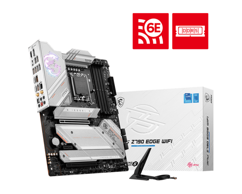 MSI MPG Z790 EDGE WIFI LGA 1700 Motherboard, Intel Z790 Chipset, 4x DDR5 Slot, 192GB Max Memory, Wi-Fi 6E, Bluetooth 5.3, 2x PCI-E x16, 1x HDMI / 1xDP, 5x M.2, USB 3.2 / Type-C | 911-7D91-018