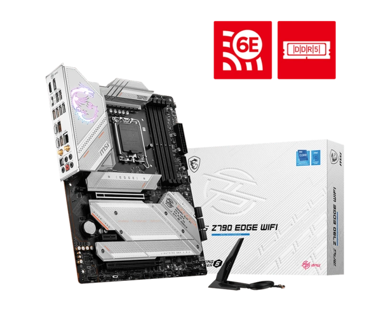 MSI MPG Z790 EDGE WIFI LGA 1700 Motherboard, Intel Z790 Chipset, 4x DDR5 Slot, 192GB Max Memory, Wi-Fi 6E, Bluetooth 5.3, 2x PCI-E x16, 1x HDMI / 1xDP, 5x M.2, USB 3.2 / Type-C | 911-7D91-018