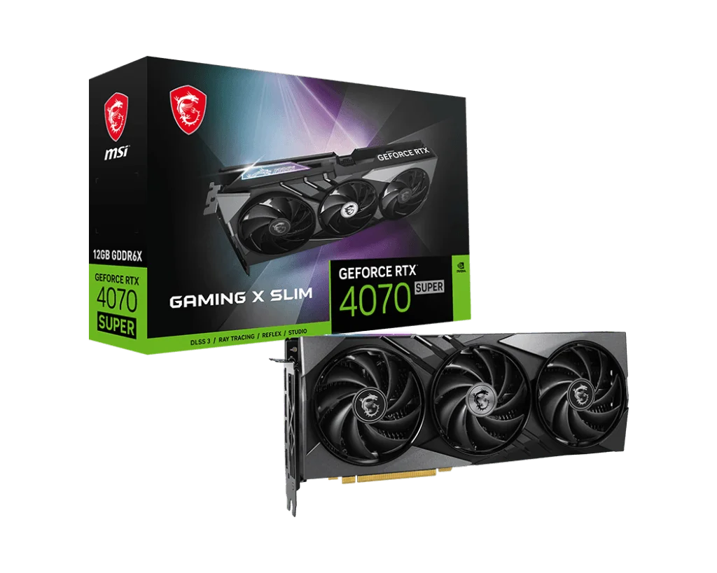 MSI GeForce RTX 4070 SUPER GAMING X SLIM 12GB GDDR6X, 7168 CUDA Cores, Boost Clock 2655 MHz, PCIe 4.0, DLSS 3, Ray Tracing | 912-V513-631