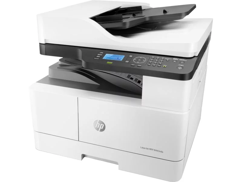 HP LaserJet MFP M443nda All-in-One Monochrome Laser Printer, Print Copy Scan, 24 ppm, Duplex, 1200x1200 dpi, USB Ethernet, 4-Line LCD – White