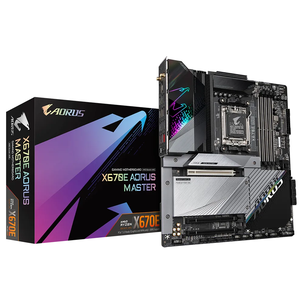 GIGABYTE X670E AORUS MASTER AM5 DDR5 E-ATX Motherboard – 16+2+2 VRM, PCIe 5.0, Quad M.2, Wi‑Fi 6E, Intel 2.5GbE, Q‑Flash Plus