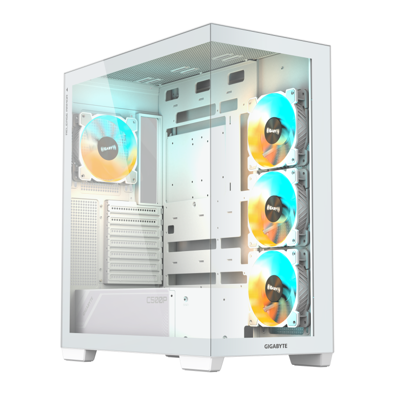GIGABYTE C500 Panoramic Tempered Glass Front and Side Mid Tower Case Panels Pre-installed four ARGB fans | GB-C500PI ST