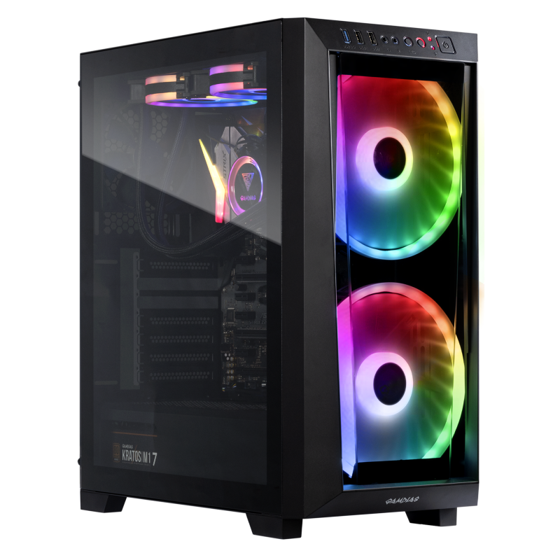 Gamdias APOLLO M2 ELITE ,Sync with Motherboard Dual Built-in 200mm ARGB Fans Seamless Tempered Glass Window