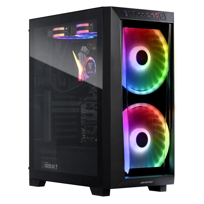 Gamdias APOLLO M2 ELITE ,Sync with Motherboard Dual Built-in 200mm ARGB Fans Seamless Tempered Glass Window