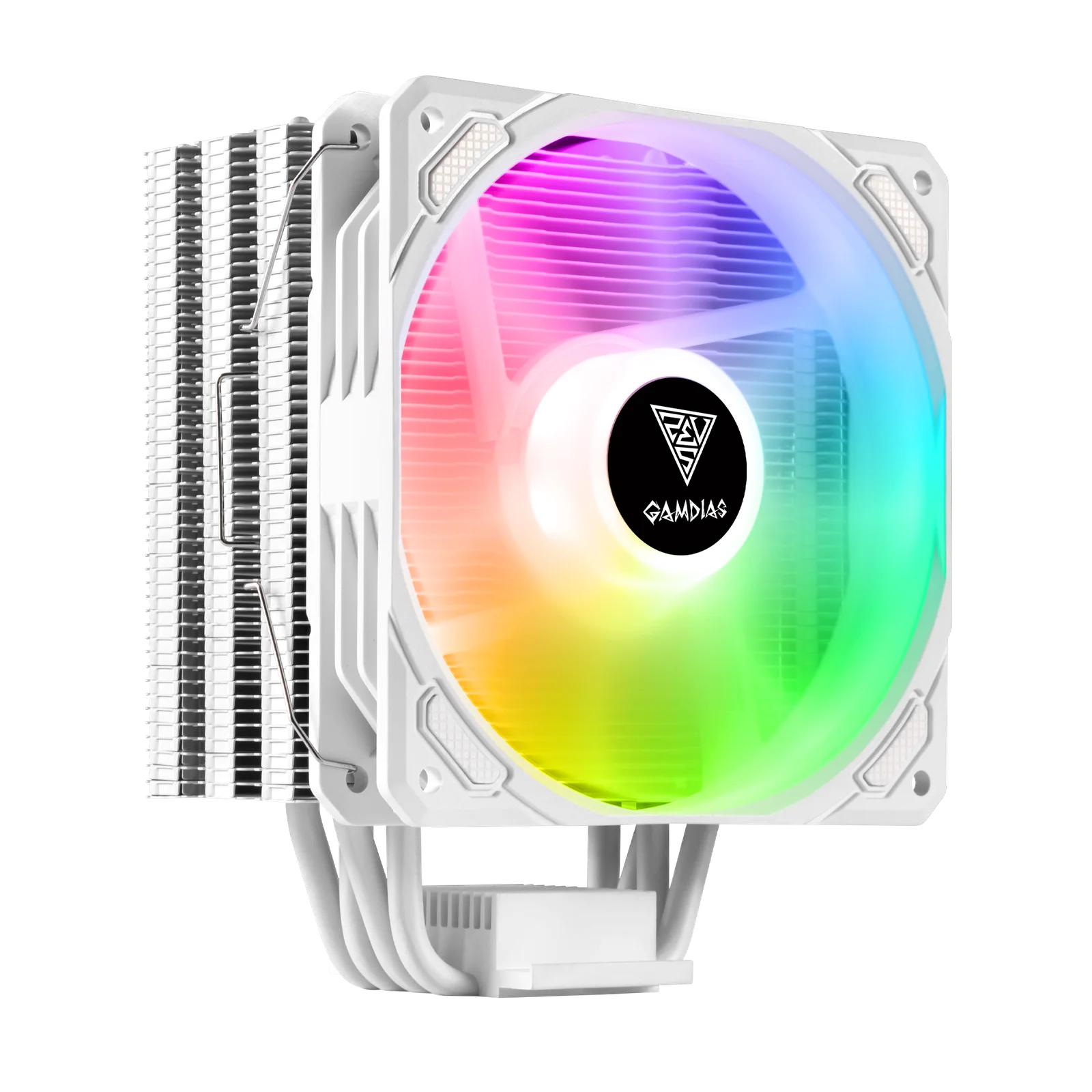 GAMDIAS BOREAS E1-410 White Air Cooler, White Edition, High Airflow 92mm PWM Fan, Direct Contact Heat Pipes, Quiet Cooling, LED Lighting, Compatible Intel & AMD