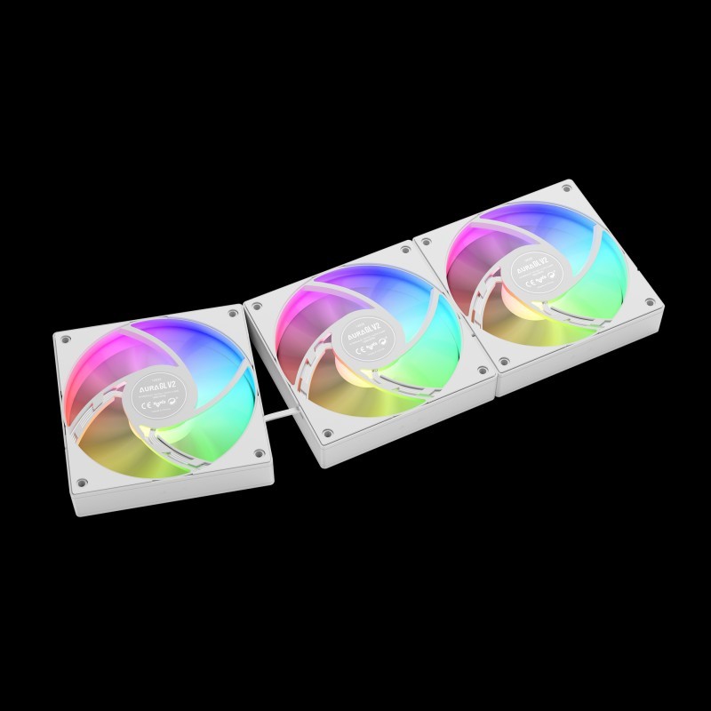 GAMDIAS AURA GL360 V2 White Liquid CPU Cooler – Advanced Fluid Running System, Upgraded Copper Base, High-Performance 12-slot 10-pole Motor