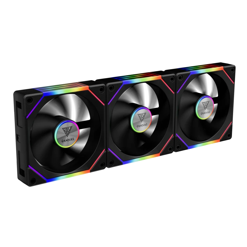 GAMDIAS AEOLUS P2-1203 ARGB PWM Cooling Fans, Dual Infinity Mirror Lighting, 120mm, 30mm Thickness, High Airflow, Low Noise