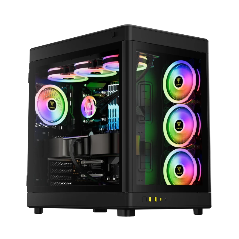 Gamdias NESO P1 W CASE ,Trapezoid Shaped for Horizontal Desktop and Vertical Tower Setup 8 Slot Horizontal and Vertical GPU Holder Takes GPU Length up to 426mm Supports Radiators up to 360mm, and 420mm Side  - White