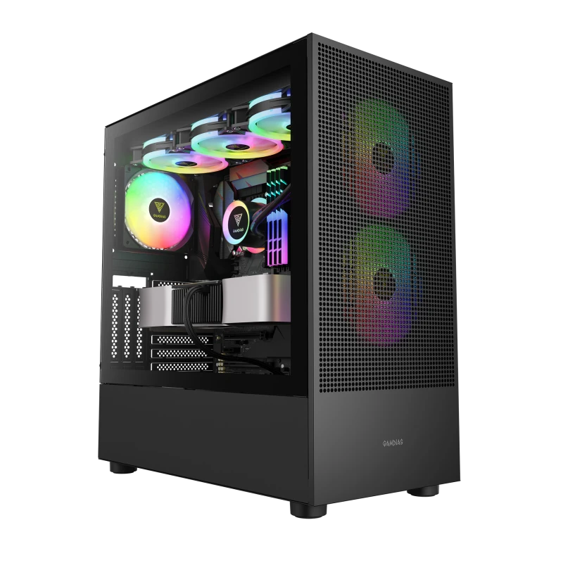 GAMDIAS TALOS M3 Mesh Mid Tower Gaming Case, support Dual360mm radiators , three built-in PWM ARGB fans
