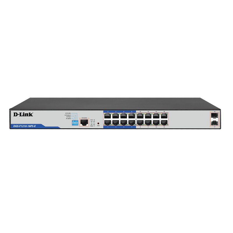 D-link Layer 2 Gigabit Managed Long Range PoE+ Switch DGS-F1210-18PS-E