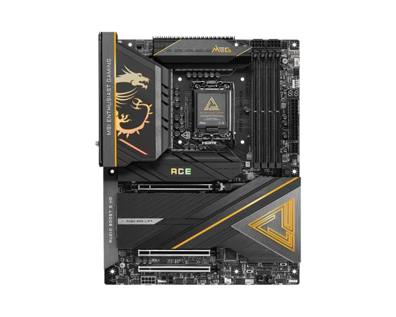 MSI MEG Z890 ACE Gaming Motherboard, LGA 1851, DDR5 256GB 9200 MT/s, 5x M.2, PCIe x16 Slots, ATX | 911-7E22-001