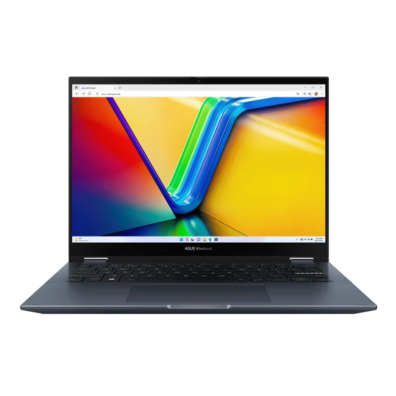 ASUS VIVOBOOK S 14 FLIP  Intel 13th Gen i7 13700H, 16GB RAM, 512GB SSD, 14" OLED 2.8K Touch & Flip, Intel IRIS XE Graphics, Win11 Home, Eng-Arab K/B, Blue | TP3402ZA-OLEDI7G
