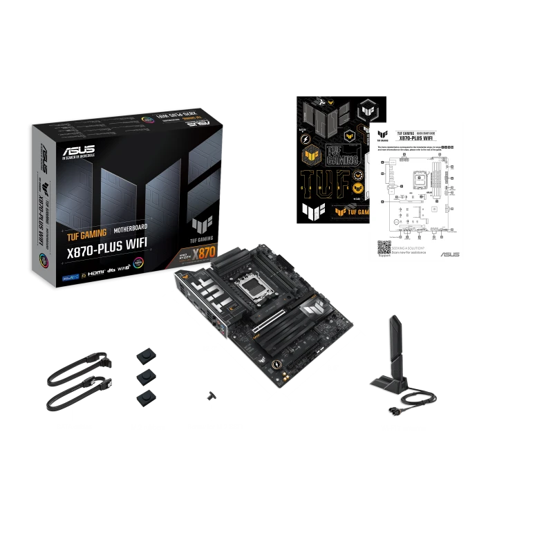 ASUS TUF GAMING X870-PLUS WiFi ATX Motherboard, AMD AM5, DDR5 192GB 8000+MT/s, PCIe 5.0, 4x M.2 Gen5, Wi-Fi 7, Bluetooth 5.4, 90MB1IU0-M0EAY0