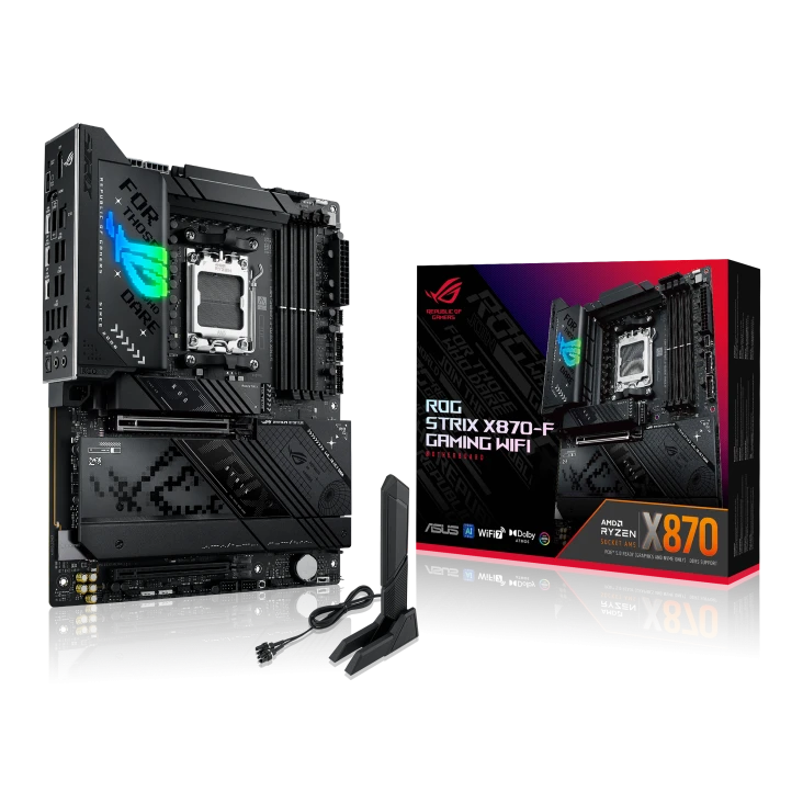 ASUS ROG STRIX X870-F GAMING WiFi ATX Motherboard – AMD AM5, DDR5 192GB 8000+MT/s, 4x M.2 Gen5, PCIe 5.0, Wi-Fi 7, Bluetooth 5.4, 90MB1IV0-M0EAY0