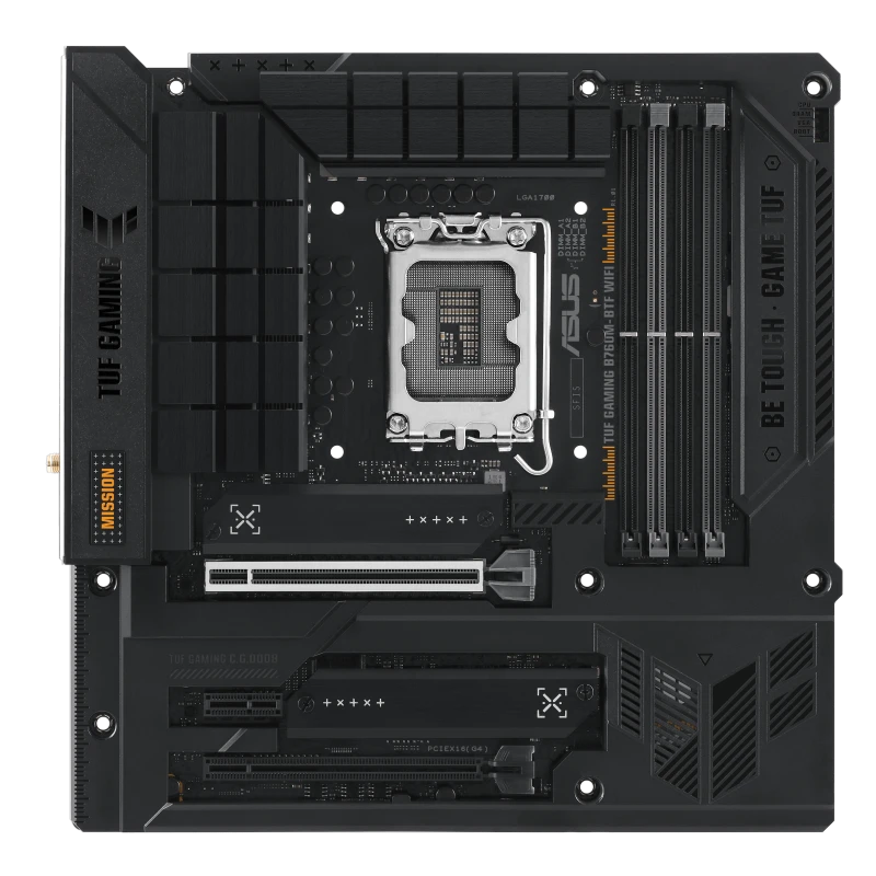 ASUS TUF GAMING B760M-BTF WiFi mATX Motherboard – Intel B760, LGA 1700, DDR5 192GB 7200 MT/s OC, 3x M.2 Gen4, PCIe 4.0, Wi-Fi 6, USB 3.2, 90MB1G50-M0EAY0