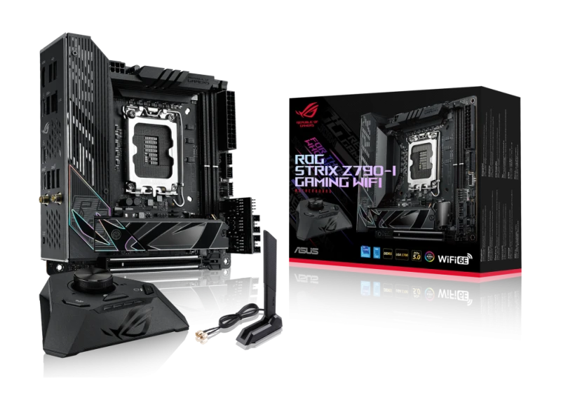ASUS ROG STRIX Z790-I GAMING WiFi Mini-ITX Motherboard, Intel LGA1700, DDR5 96GB 7600 MT/s, 2x M.2 Gen4, PCIe 5.0, Wi-Fi 6E, USB 3.2, 90MB1CM0-M0EAY0
