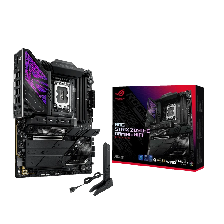 ASUS ROG STRIX Z890-E GAMING WiFi ATX Motherboard – Intel Z890, LGA 1851, DDR5 192GB 8800+ MT/s, 7x M.2 Gen5, PCIe 5.0, Wi-Fi 7, USB4, 90MB1IM0-M0EAY0