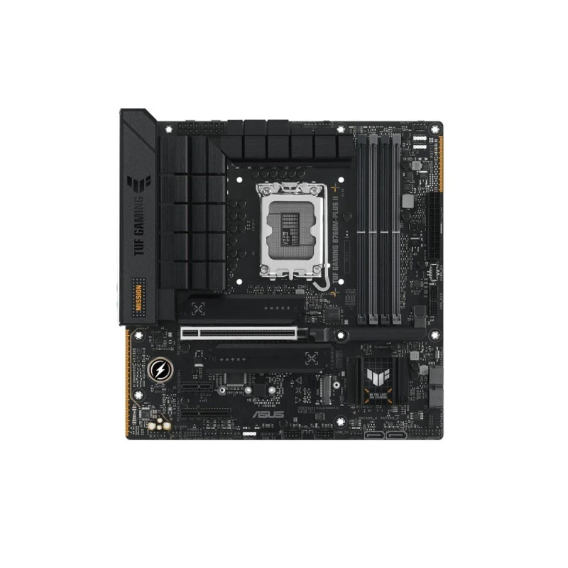 ASUS TUF GAMING B760M-PLUS II mATX Motherboard – Intel B760 LGA 1700, DDR5 up to 192GB, PCIe 5.0 x16, 2x M.2 NVMe, Wi-Fi 6, 2.5G LAN, USB-C