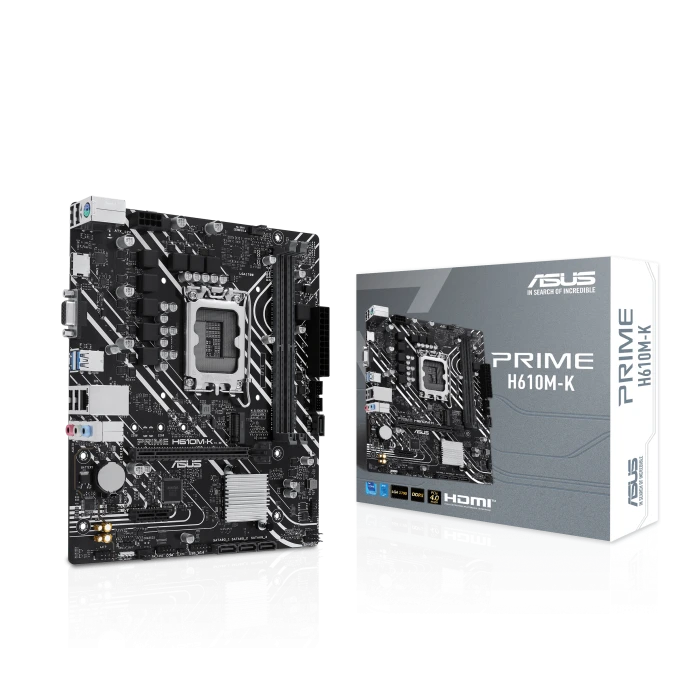 ASUS PRIME H610M-K Micro-ATX Motherboard, Intel H610 LGA 1700, DDR5 Support, PCIe 4.0, M.2 Slot, USB 3.2, Model 90MB1GA0-M0EAY0