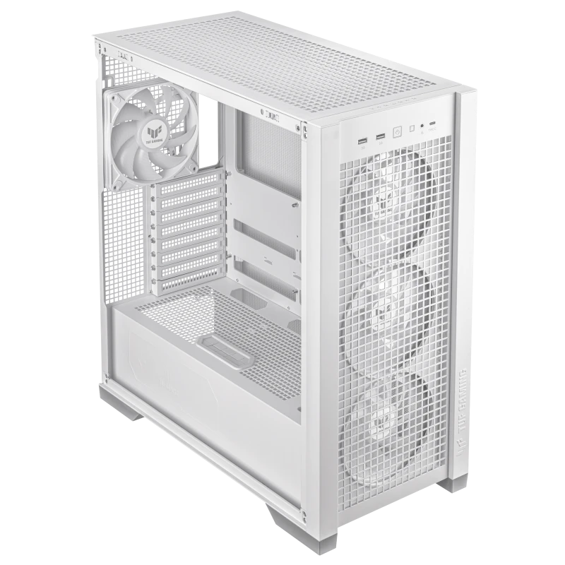 ASUS TUF Gaming GT302 ARGB EATX Mid Tower Case, 4x 140 mm PWM ARGB Pre-installed Fans - White | 90DC00I3-B19000