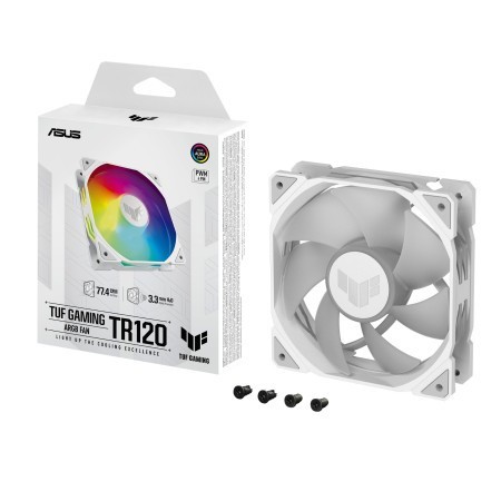 ASUS TUF Gaming TR120 ARGB Fan, 120mm, PWM Control, Aura Sync, 2000 RPM, White | 28mm Fan Frame, High-Performance Cooling | 90DA0093-B09000