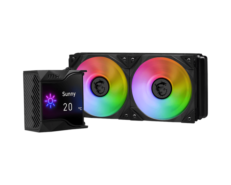 MSI MPG CORELIQUID D240 AIO Liquid Cooler, 240mm Radiator, Dual MSI Torx ARGB PWM Fans, High-Performance Cooling, RGB Lighting, 936-6A1611-005/ 936-6A1611-005