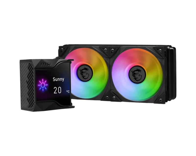 MSI MPG CORELIQUID D240 AIO Liquid Cooler, 240mm Radiator, Dual MSI Torx ARGB PWM Fans, High-Performance Cooling, RGB Lighting, 936-6A1611-005/ 936-6A1611-005