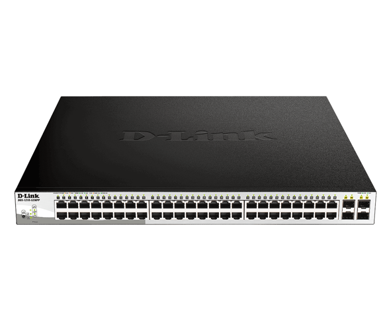 D-link 52-Port Gigabit Smart Managed PoE Switch, Advanced L2 switching, 740 W PoE budget, 4 x Gigabit SFP ports | DGS-1210-52MPP