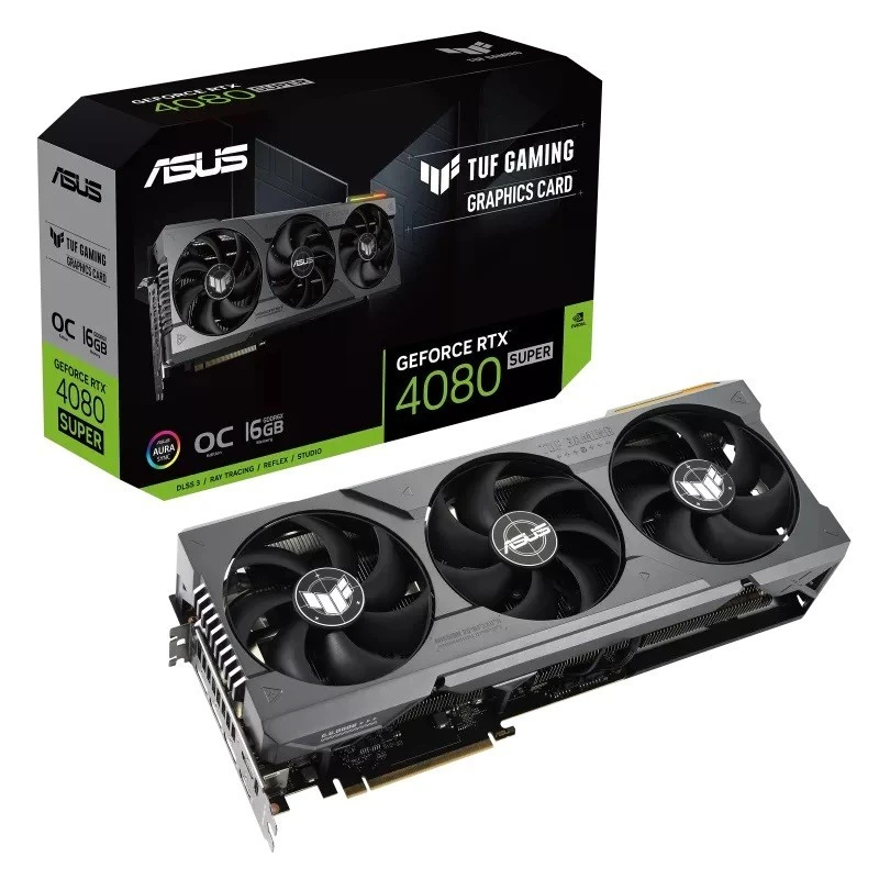 ASUS TUF Gaming GeForce RTX 4080 SUPER OC Edition, 16GB GDDR6X, 10240 CUDA Cores, 256-bit, DLSS 3, PCIe 4.0, Triple Fan, Black | 90YV0KA0-M0NA00