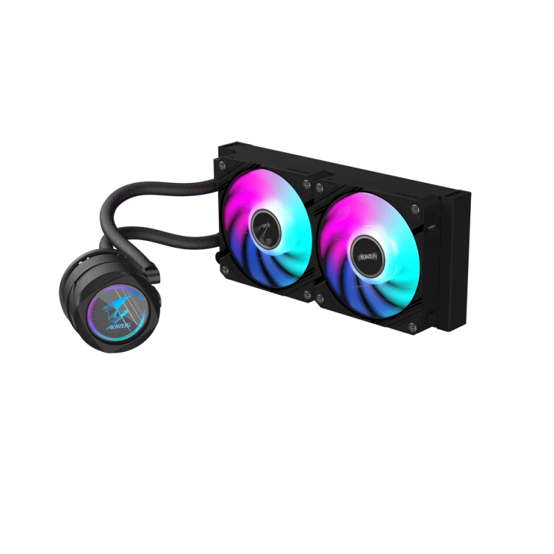 Gaming AIO Cooler Gigabyte AORUS WATERFORCE II 240 – Dual 120 mm ARGB Fans, Rotatable Block, AM5 & LGA1851 Support