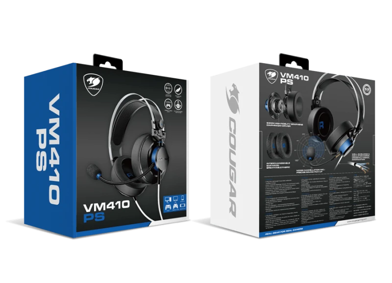 COUGAR VM410 PS Gaming Headset, 9.7mm microphone, compatible with phones, consoles, laptops, desktop