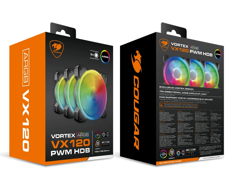 COUGAR VORTEX VX120 Cooling Kit, High-Performance 120mm Dynamic HDB Bearing Fan, Low Noise, Premium PC Cooling Solution