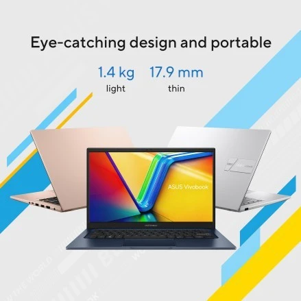 ASUS Vivobook 15 – Core i7-1255U, 16GB RAM, 512GB SSD, 14” FHD, Win11, Eng-Arab Keyboard – Blue (F1404ZA-NK531W)