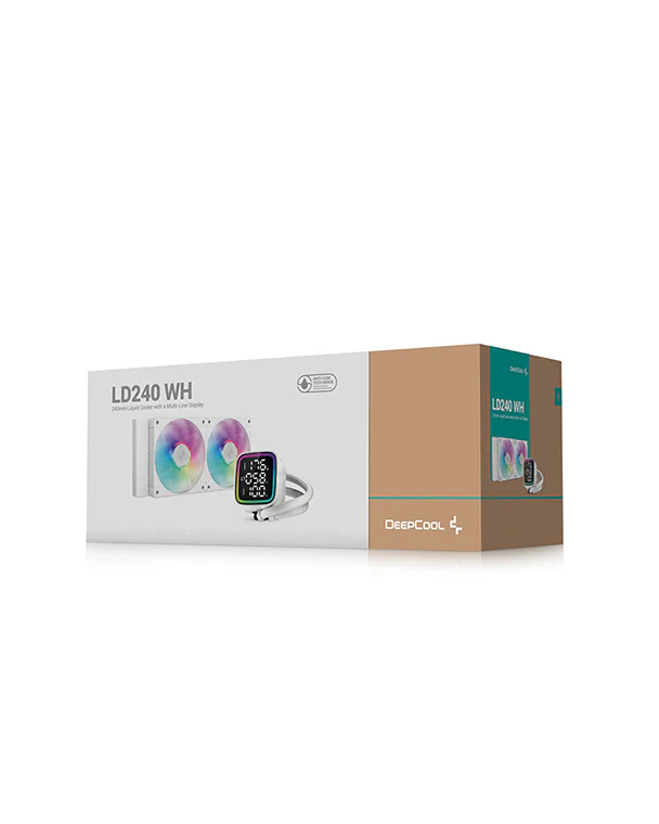 DeepCool LD240 WH AIO Liquid CPU Cooler, 240mm Radiator, LED Digital Display, 2x FD12 ARGB Fans, White, Intel/AMD Support, R-LD240-WHDMMN-G-1