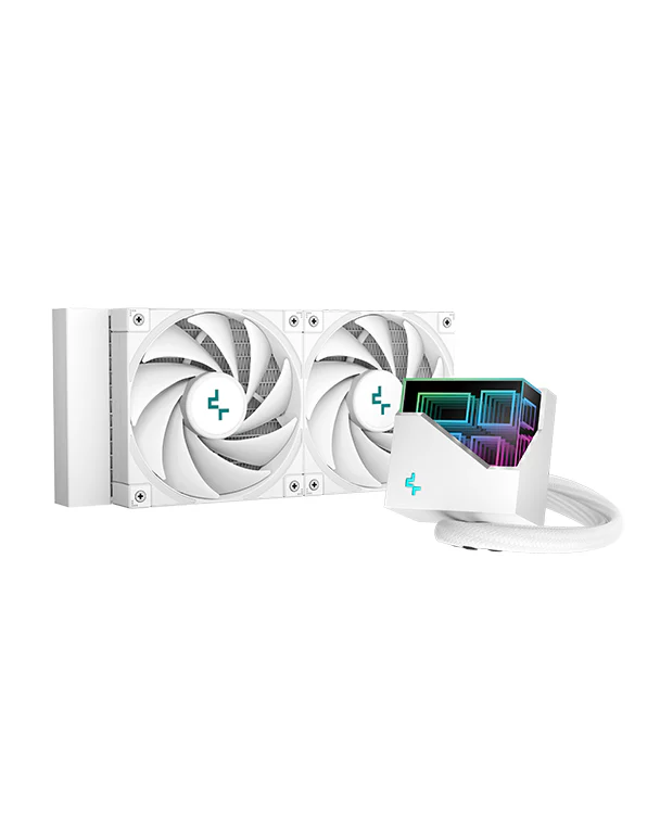 DeepCool LT520 WH ARGB Liquid CPU Cooler, 240mm Radiator, 2x FK120 PWM Fans, Intel/AMD Compatible, White, R-LT520-WHAMNF-G-1