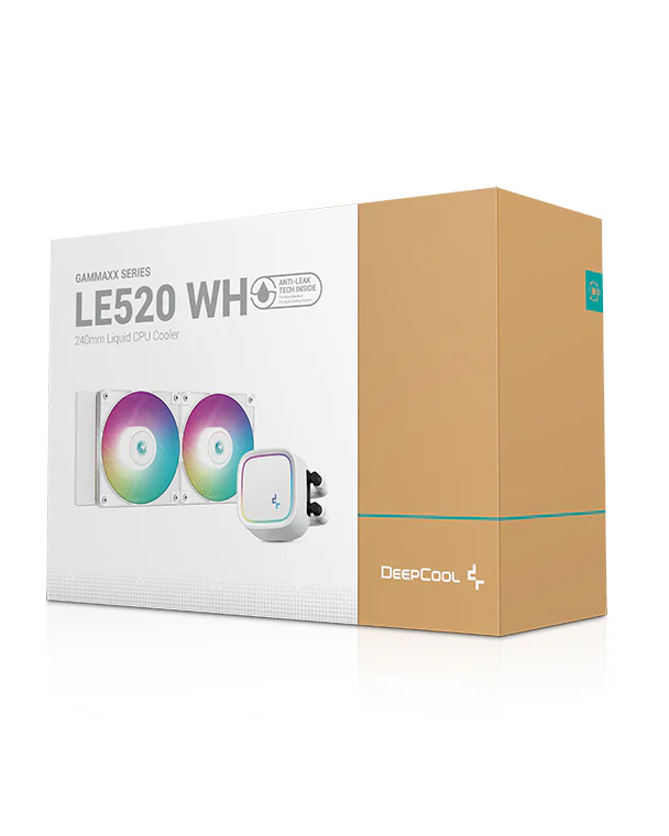 DeepCool LE520 ARGB Liquid CPU Cooler, 240mm Radiator, 2x 120mm High-Performance Fans, LGA1700/AM5 Support, Black, R-LE520-BKAMMN-G-1