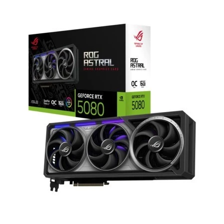 ASUS ROG Astral GeForce RTX 5080 OC Edition, 16GB GDDR7, 30Gbps, 10752 CUDA Cores, PCIe 5.0, DLSS 4, Quad-Fan Cooler | 90YV0LV0-M0NA00