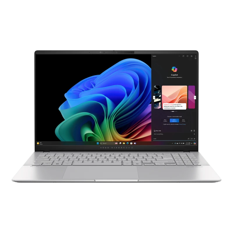 ASUS Vivobook S15 OLED ,Snapdragon X Elite X1E 78 100 Processor, 32GB RAM, 1TB SSD, 15.6" OLED 3K 120Hz, Qualcomm Adreno GPU, Win11 Home, Eng-Arab K/B, Silver | S5507QA-MA001W