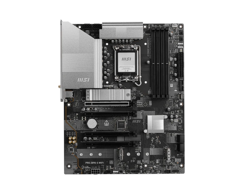 MSI PRO Z890-S WiFi Motherboard, LGA 1851, Intel Z890 Chipset, DDR5 256GB, PCIe 5.0, 3x M.2 Gen5/Gen4, Thunderbolt 4, Wi‑Fi 7, 2.5G LAN, ATX