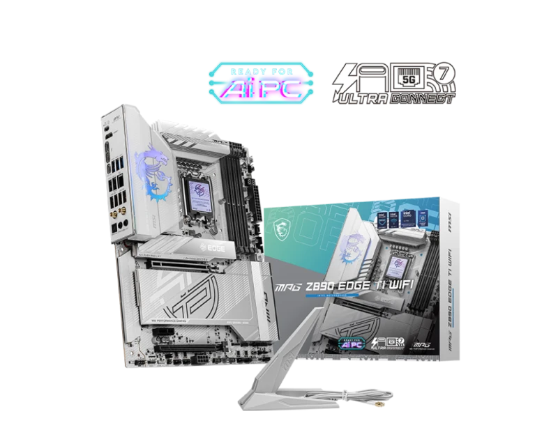 MSI MPG Z890 EDGE TI WiFi White Motherboard, LGA 1851, Intel Z890, DDR5 256GB 9200MT/s, 5×M.2, Thunderbolt 4, Wi‑Fi 7, 5G LAN, ATX