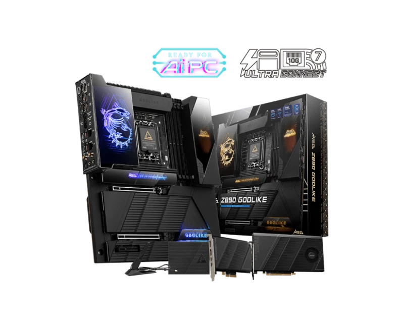 MSI MEG Z890 GODLIKE White Motherboard, Intel LGA 1851, DDR5 256GB, 8× M.2, PCIe 5.0 x2, Thunderbolt 5, Wi-Fi 7, 10G/5G LAN, E-ATX