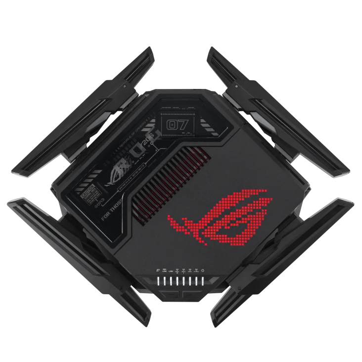 ASUS ROG Rapture GT‑BE98 Pro Quad‑Band WiFi 7 Gaming Router, 320 MHz & 4096‑QAM, Dual 10 Gbps LAN/WAN, AiMesh, AiProtection