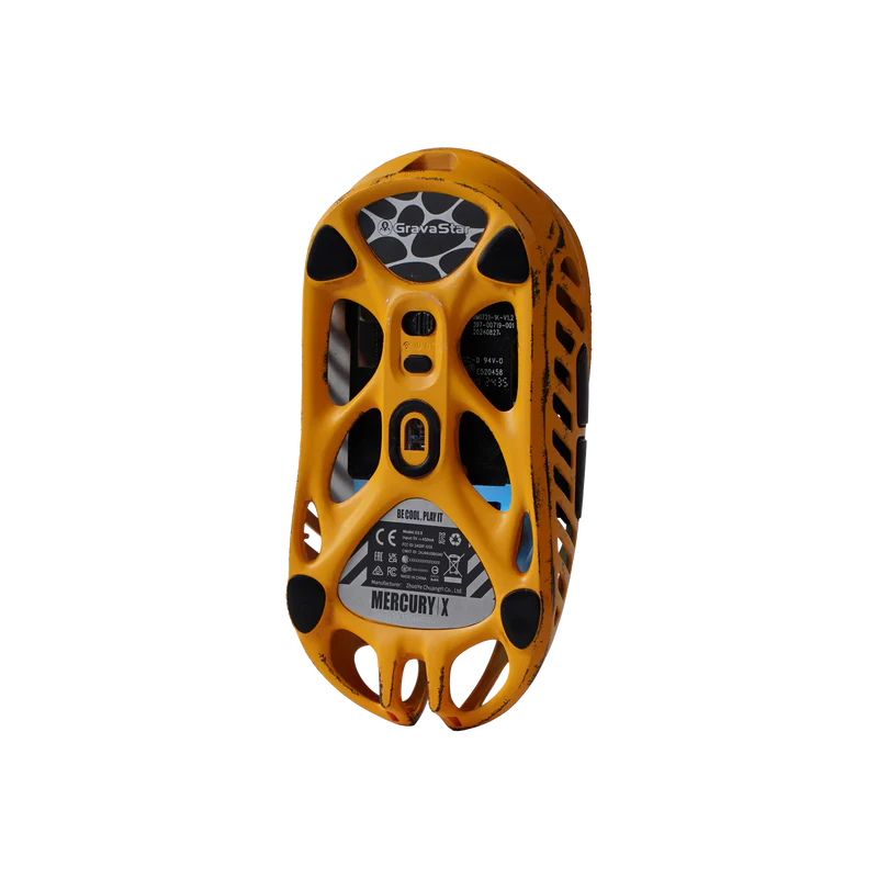 GravaStar Mercury X Wireless Gaming Mouse, 32,000 DPI Sensor, RGB Lighting, 5 Buttons, 65h Battery, Lightweight, Battle-Worn Yellow (Special Edition)