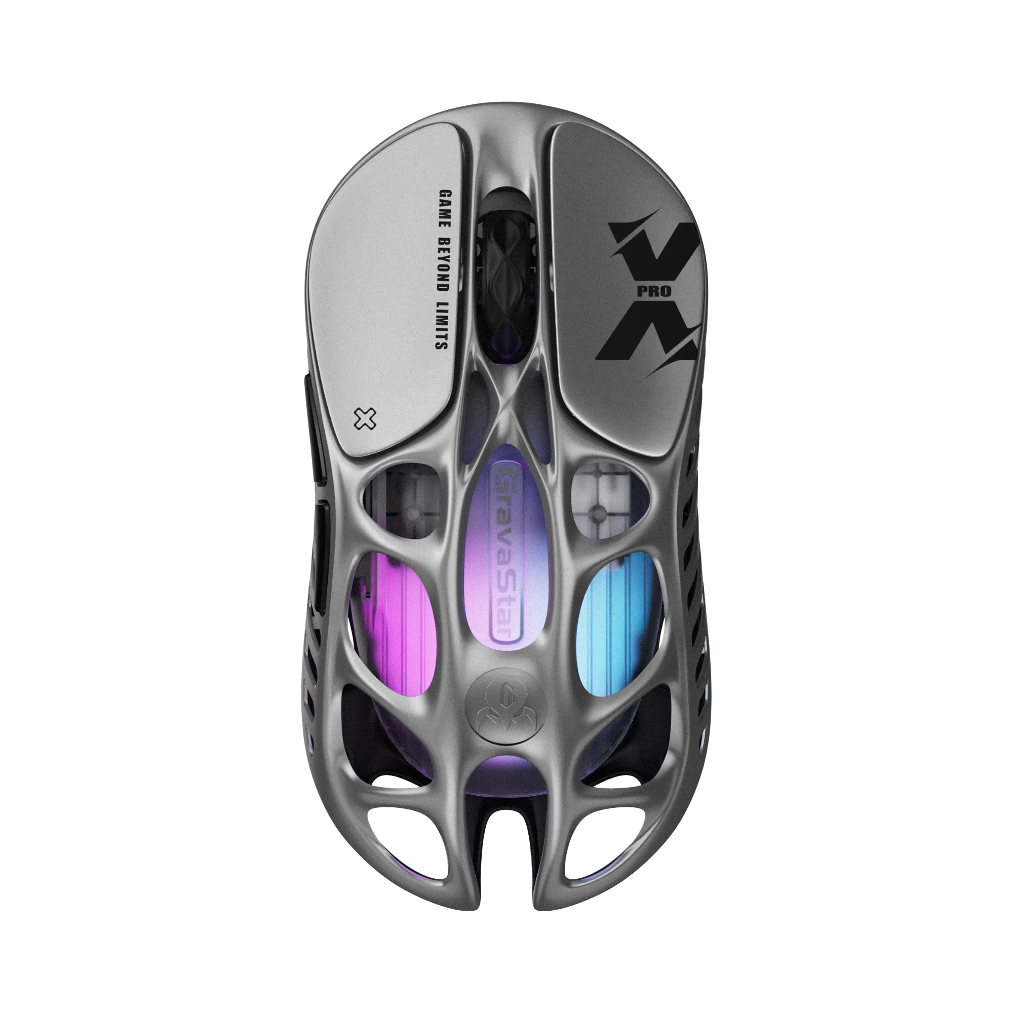 GravaStar Mercury X Pro Wireless Gaming Mouse, 8K DPI Optical Sensor, 32,000 DPI, RGB Lighting, 43h Battery, Lightweight, Interstellar Silver