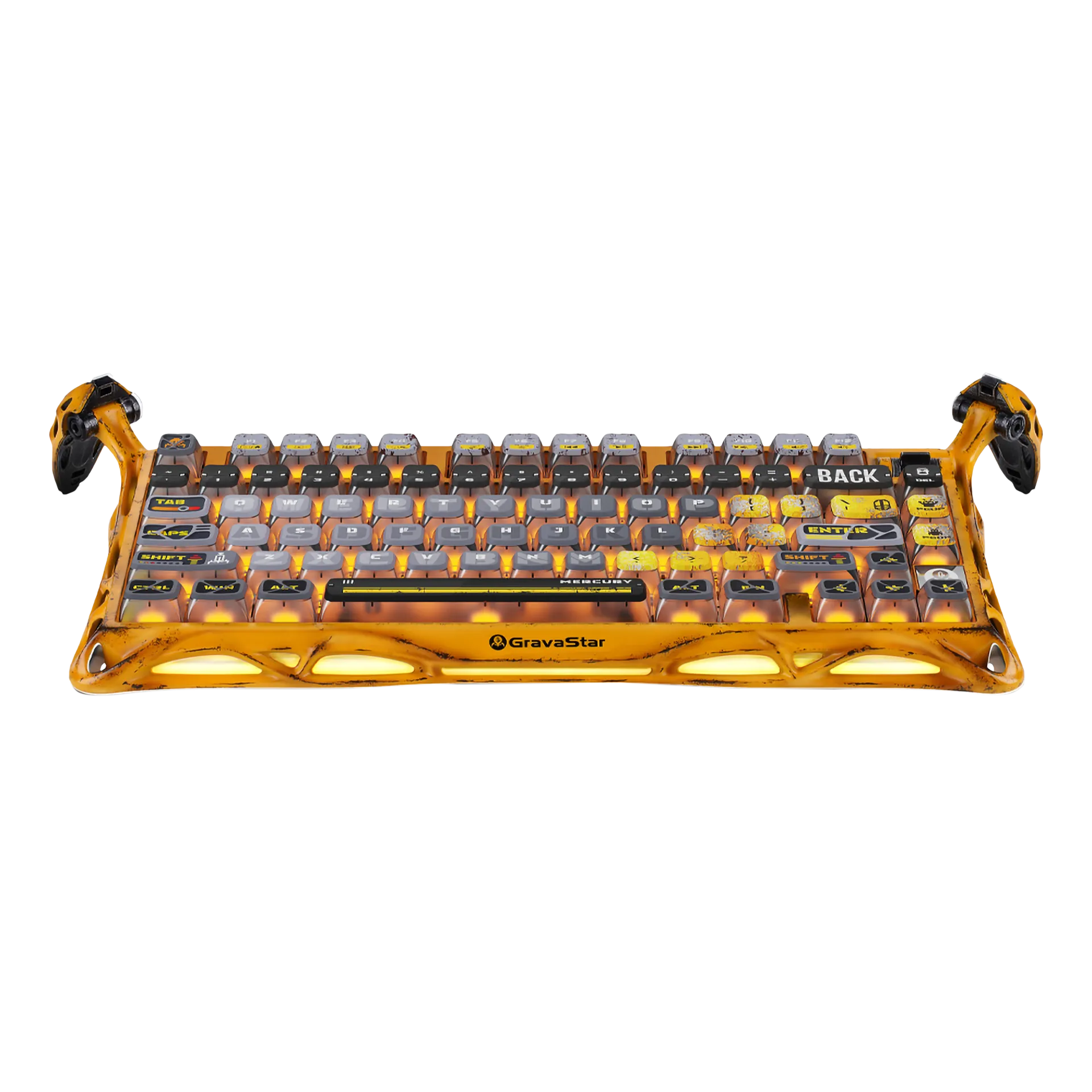 GravaStar Mercury K1 Pro Wireless RGB Gaming Keyboard, 75% Layout, Kailh Cherry Pink Linear Switches, Battle-Worn Yellow