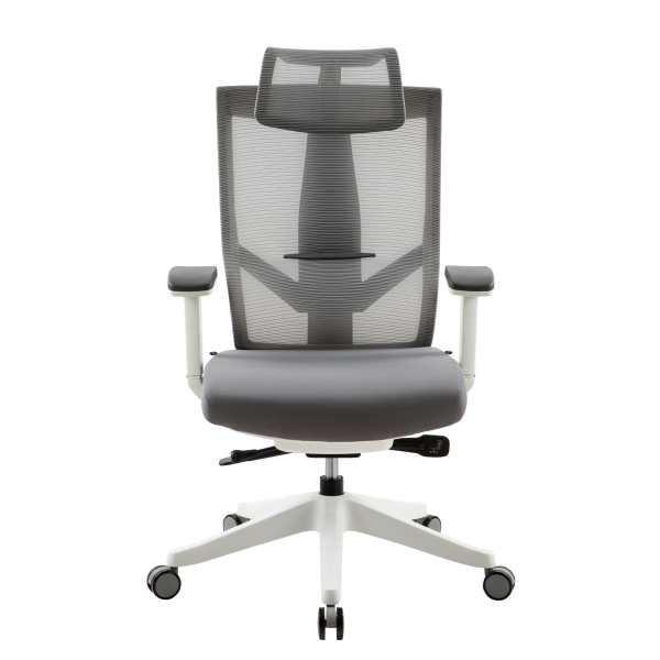 Navodesk Aero Fabric Office Chair, Multi-Adjustable Seat, Back, Headrest & Armrests, Comfortable Cushion Seat – Light Grey
