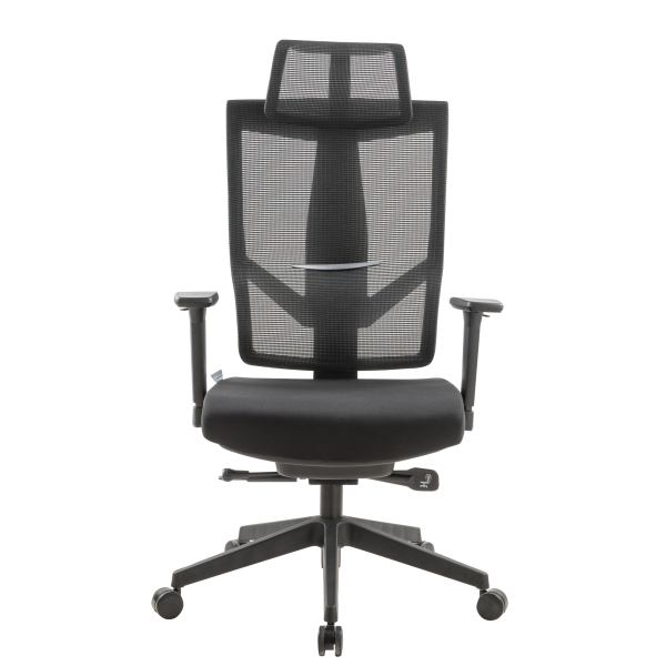 Navodesk Aero Fabric Office Chair, Multi-Adjustable Seat, Back, Headrest & Armrests, Comfortable Cushion Seat – Black