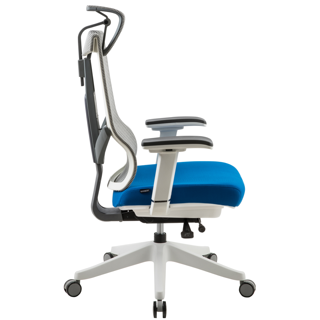 Navodesk Aero Fabric Office Chair, Multi-Adjustable Seat, Back, Headrest & Armrests, Comfortable Cushion Seat – Sapphire Blue