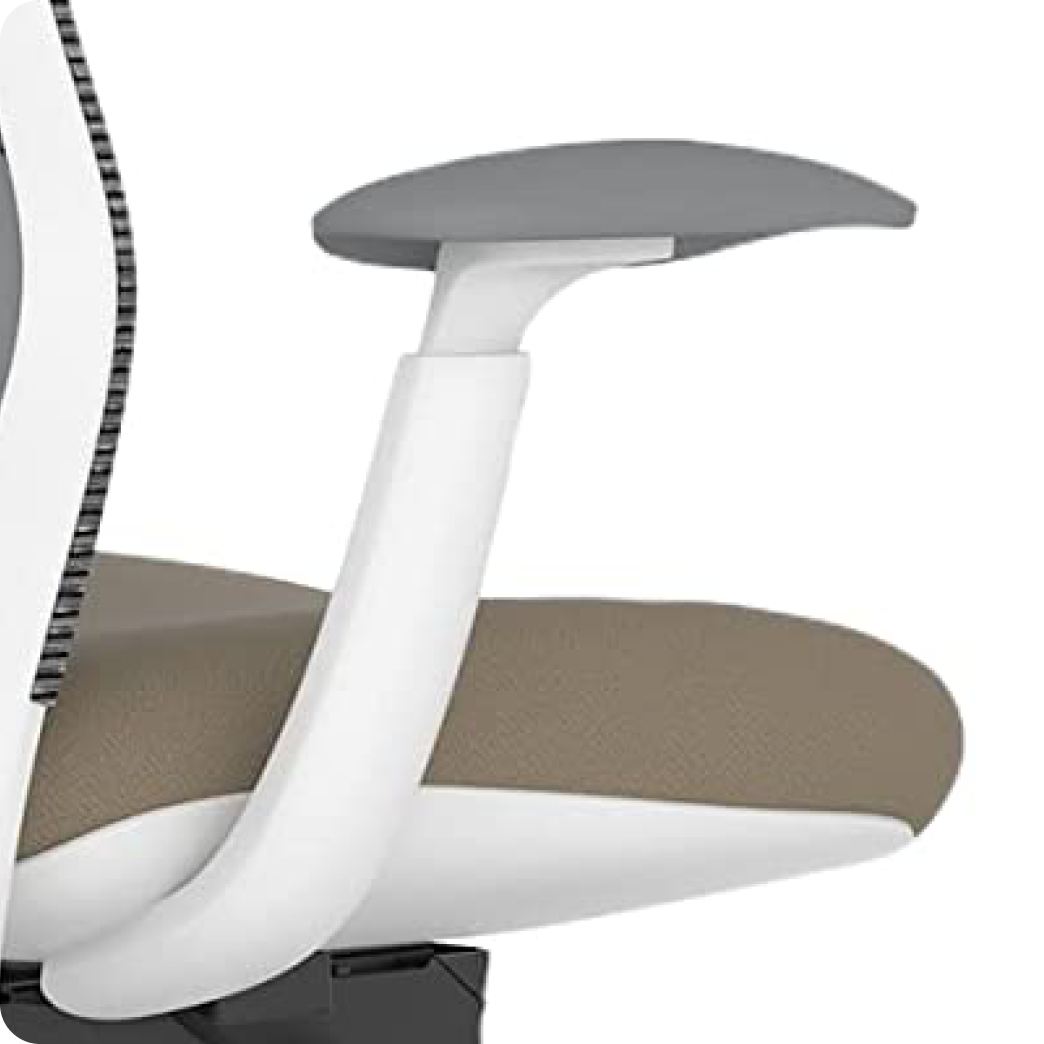 Navodesk NIO Ergonomic Office Chair, 4D Adjustable Armrests, Detachable Headrest, Mesh Back & Fabric Seat, Stainless Steel Base – Beige‑Grey